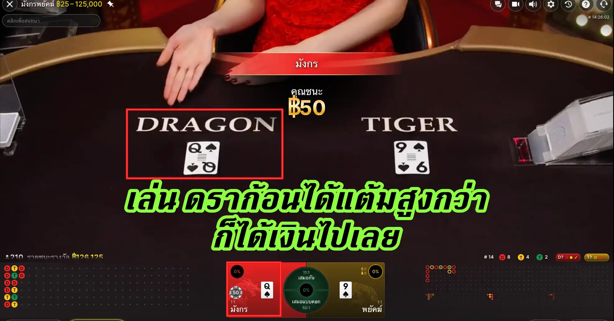 หน้าเกมไพ่เสือมังกรบนเว็บ FUN88