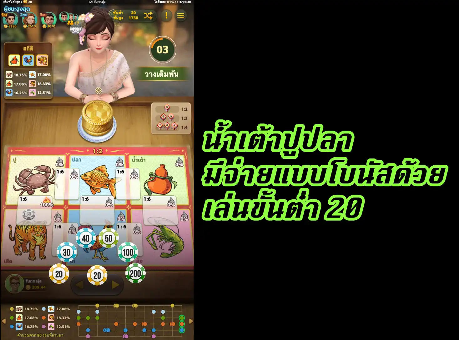 หน้าเกมไพ่เสือมังกรบนเว็บ FUN88